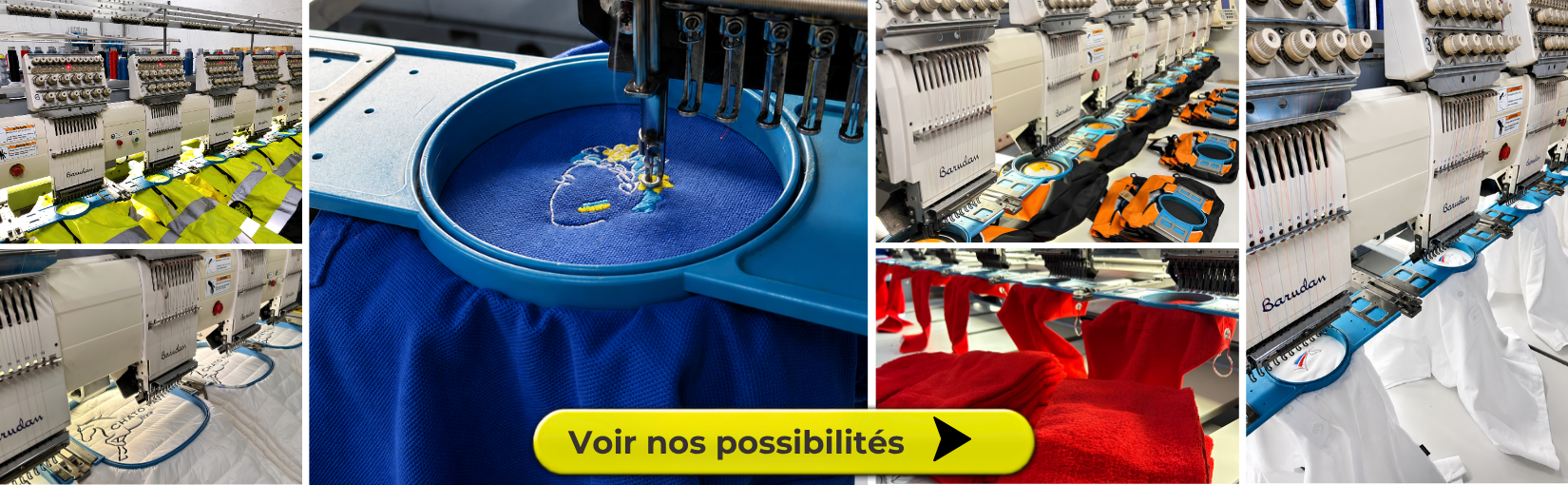 Nous personnalisons vêtements, accessoires et linge avec une broderie de haute qualité.
